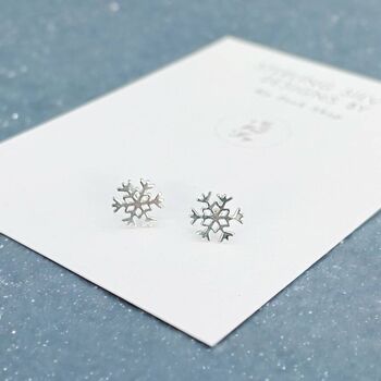 Sterling Silver Snowflake Earrings, 4 of 4