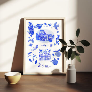 Scenes Of Rome, Italy Blue Tile Inspired Travel Print, 7 of 12