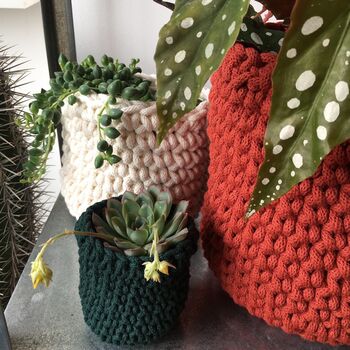 Recycled Crochet Hanging Plant Pot, 7 of 12