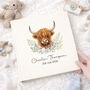 Personalised Photo Album – Highland Cow Baby Christening Gift, thumbnail 1 of 2