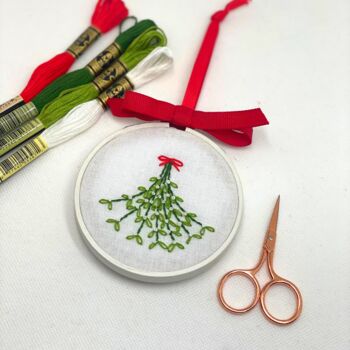 Diy Christmas Mistletoe Decoration/Embroidery Kit, 5 of 11