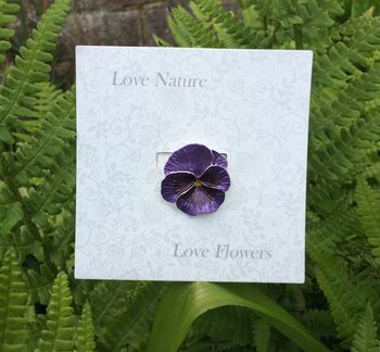 Pansy Purple Flower Brooch, 3 of 5