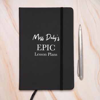 Personalised Teacher Epic Lessons Apple Pu A5 Notebook, 2 of 4