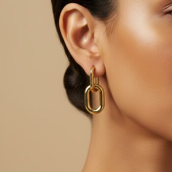 Chunky Link 18k Gold Plated Waterproof Hoop Earrings, 2 of 4