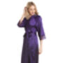 British Made Purple Long Satin Dressing Gown With Lace Detail Ladies Size 8 To 28 UK, thumbnail 1 of 5