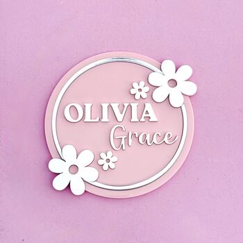 Flower New Baby Plaque Or Door Sign, 2 of 5