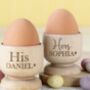 Personalised Couples Wooden Egg Cups, thumbnail 2 of 4