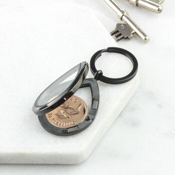 70th And 80th Birthday Teardrop Glass Farthing Keyring, 5 of 8