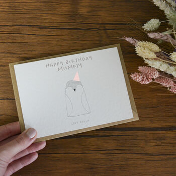 Illustrated Happy Birthday Mummy Penguin Card, 2 of 3