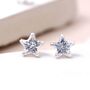 Tiny Sterling Silver Cz Star Stud Earrings, thumbnail 1 of 7