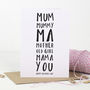 Mum's Names Mother's Day Card, thumbnail 2 of 3