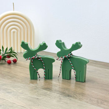 Green Reindeer Christmas Candles And Christmas Decor, 8 of 10