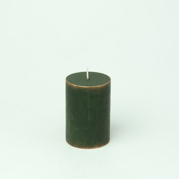 G Decor Fern Green Gold Antique Style Pillar Candles, 4 of 5
