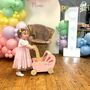 Personalised Flat Packed Pink Wooden Push Along Toy Pram, thumbnail 2 of 4