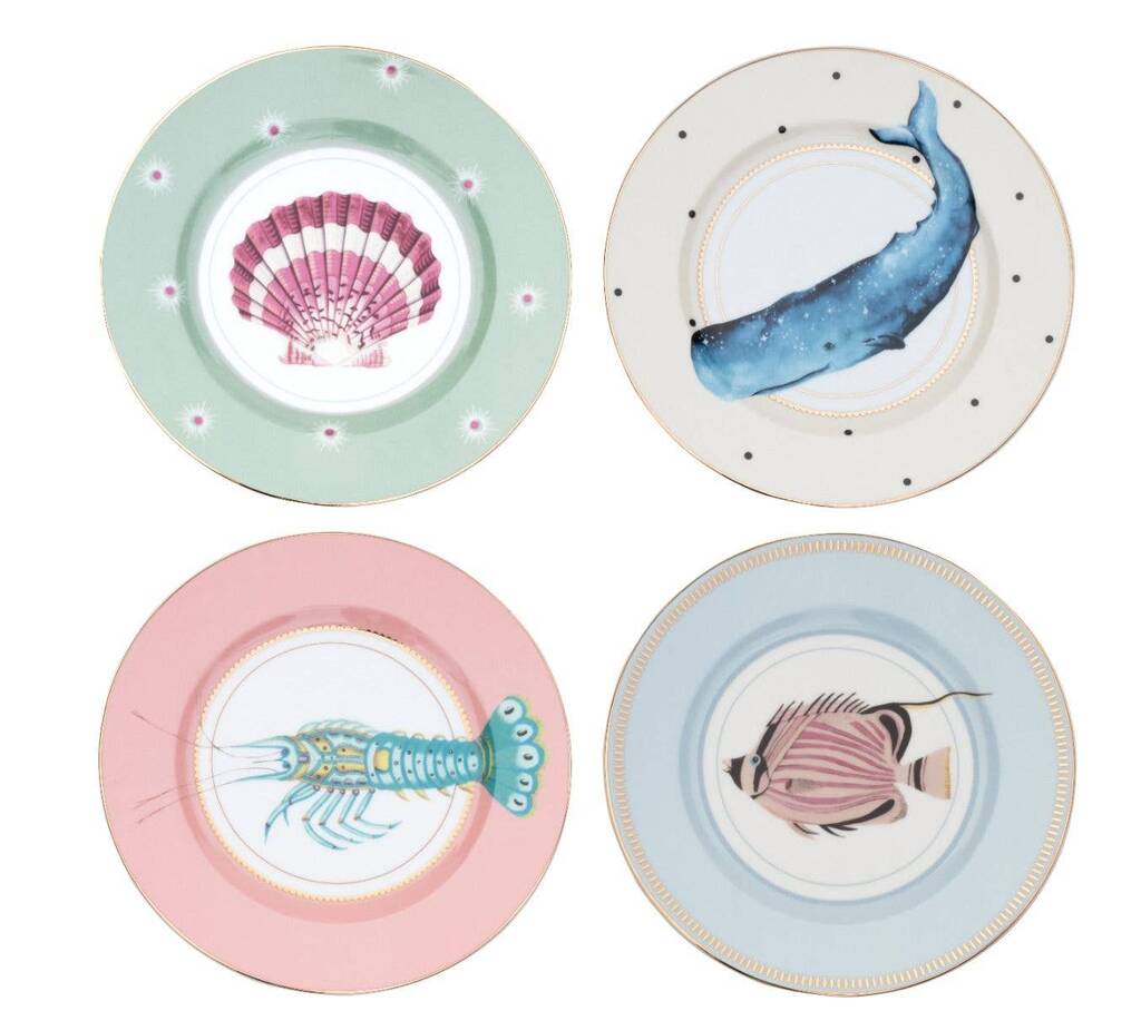 Set Of Four Sea Creatures Side Plates By Posh Totty Designs Interiors