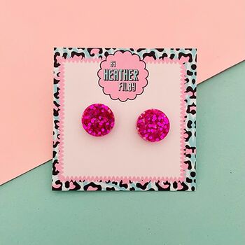 Circle Glitter Stud Earrings *More Colours Available*, 4 of 9