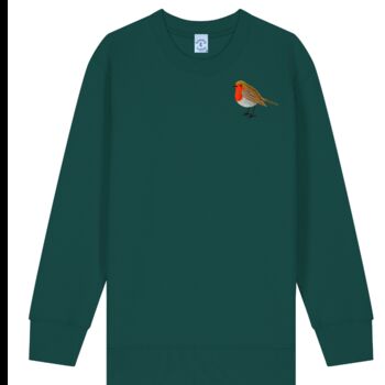 Childrens Unisex Organic Cotton Embroidered Robin Christmas Jumper, 5 of 11