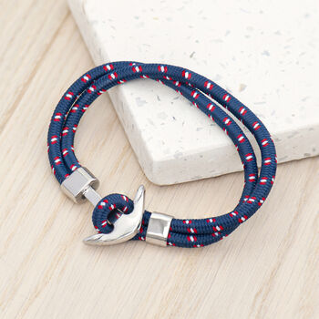 Personalised Men's Blue Rope Nautical Anchor Bracelet, 9 of 9