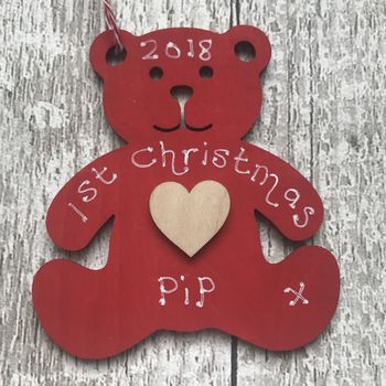 1st Christmas Teddy Personalised Decoration, 2 of 8