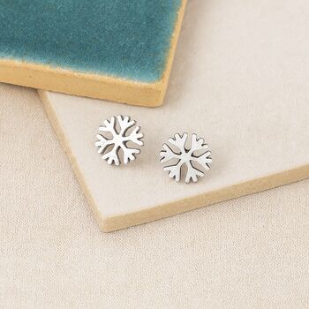 Sterling Silver Snowflake Stud Earrings, 3 of 8