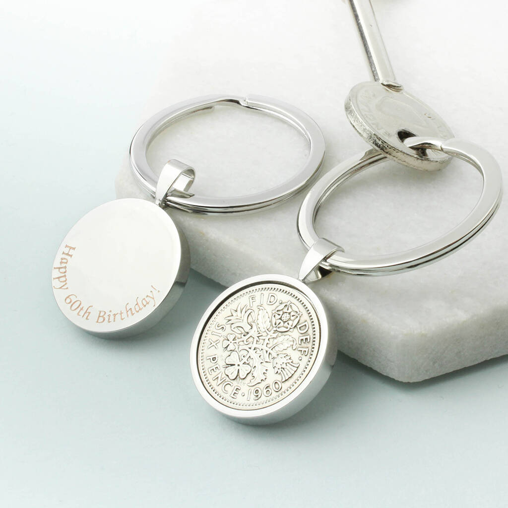 Personalised 1962 60th Birthday Sixpence Keyring, 1 of 11