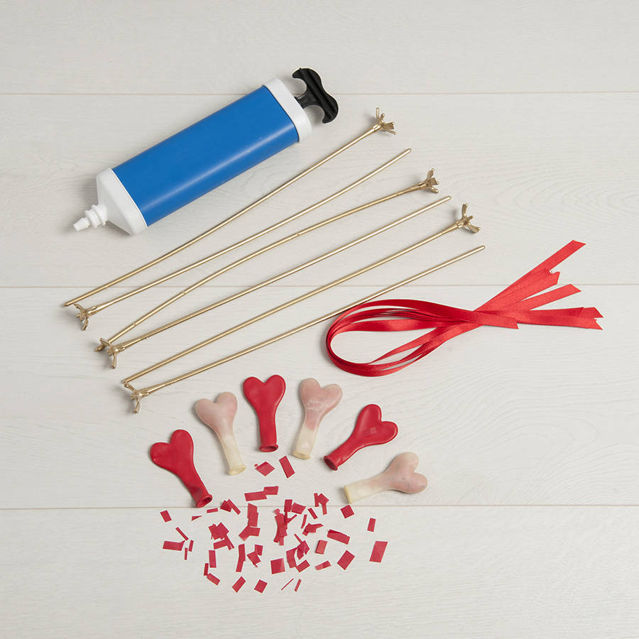 Valentine's Confetti Mini Heart Balloon Wands By Bubblegum Balloons