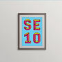 Se10 London Postcode Neon Typography Print, thumbnail 3 of 4