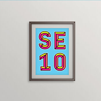Se10 London Postcode Neon Typography Print, 3 of 4
