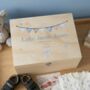 Personalised Blue Garland New Baby Keepsake Box, thumbnail 1 of 11