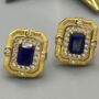 Lapis Lazuli 18k Gold Plated Stud Earrings, thumbnail 2 of 4