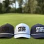 Golf Baseball Cap “Stiff” 3D Embroidered, Rope Detailing, Blue, Black Or White, thumbnail 8 of 12