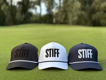 Golf Baseball Cap “Stiff” 3D Embroidered, Rope Detailing, Blue, Black Or White, 8 of 12