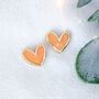 Coral Pink Polymer Clay Heart Studs, thumbnail 1 of 4