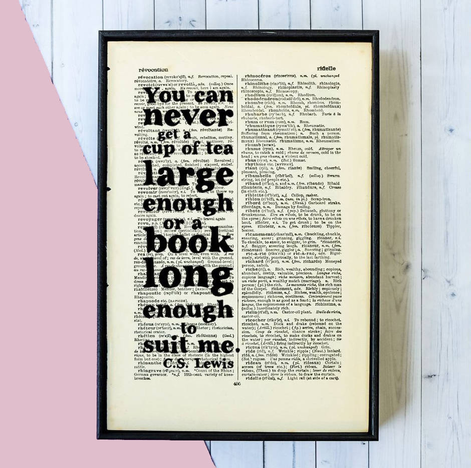 'tea and books' quote book page print by bookishly | notonthehighstreet.com