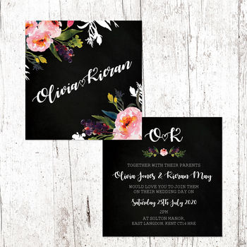 Floral Chalkboard Wedding Stationery, 4 of 10