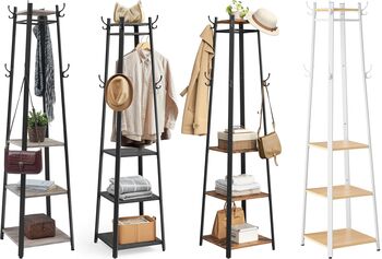 Coat Stand Coat Rack Coat Tree With Hooks And Shelves, 8 of 8