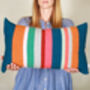 Bold Contrasting Stripe Rectangle Cushion Soft Wool, thumbnail 1 of 6