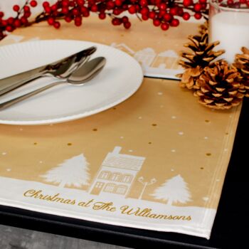Christmas Table Place Mats Gold Village Four Pack, 2 of 4