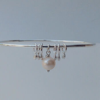 Silver Bangle With Droplets And Pearl, 2 of 4