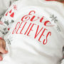 Personalised Christmas Pyjamas, Believe, thumbnail 2 of 3