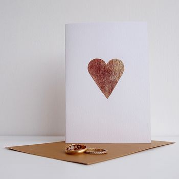 Handmade Gold Leaf Heart Valentines Love Card, 3 of 7