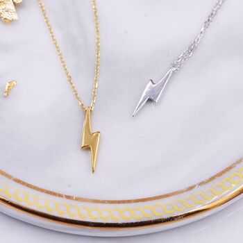 Sterling Silver Tiny Little Lightning Bolt Pendant Necklace, 7 of 12