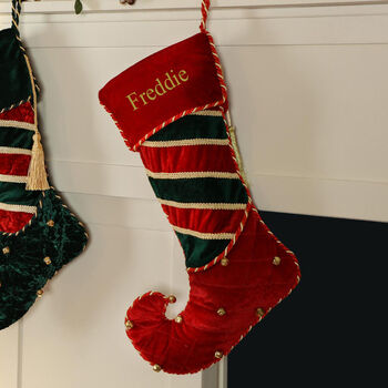 His And Hers Personalised Velvet Christmas Stockings, 6 of 7