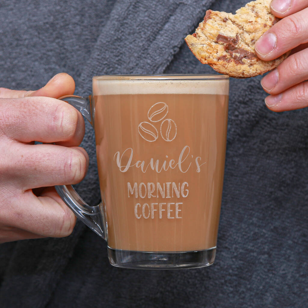 Personalised Morning Coffee Glass Mug, 1 of 6