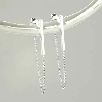 Sterling Silver Bar And Chain Earrings, 3 of 12