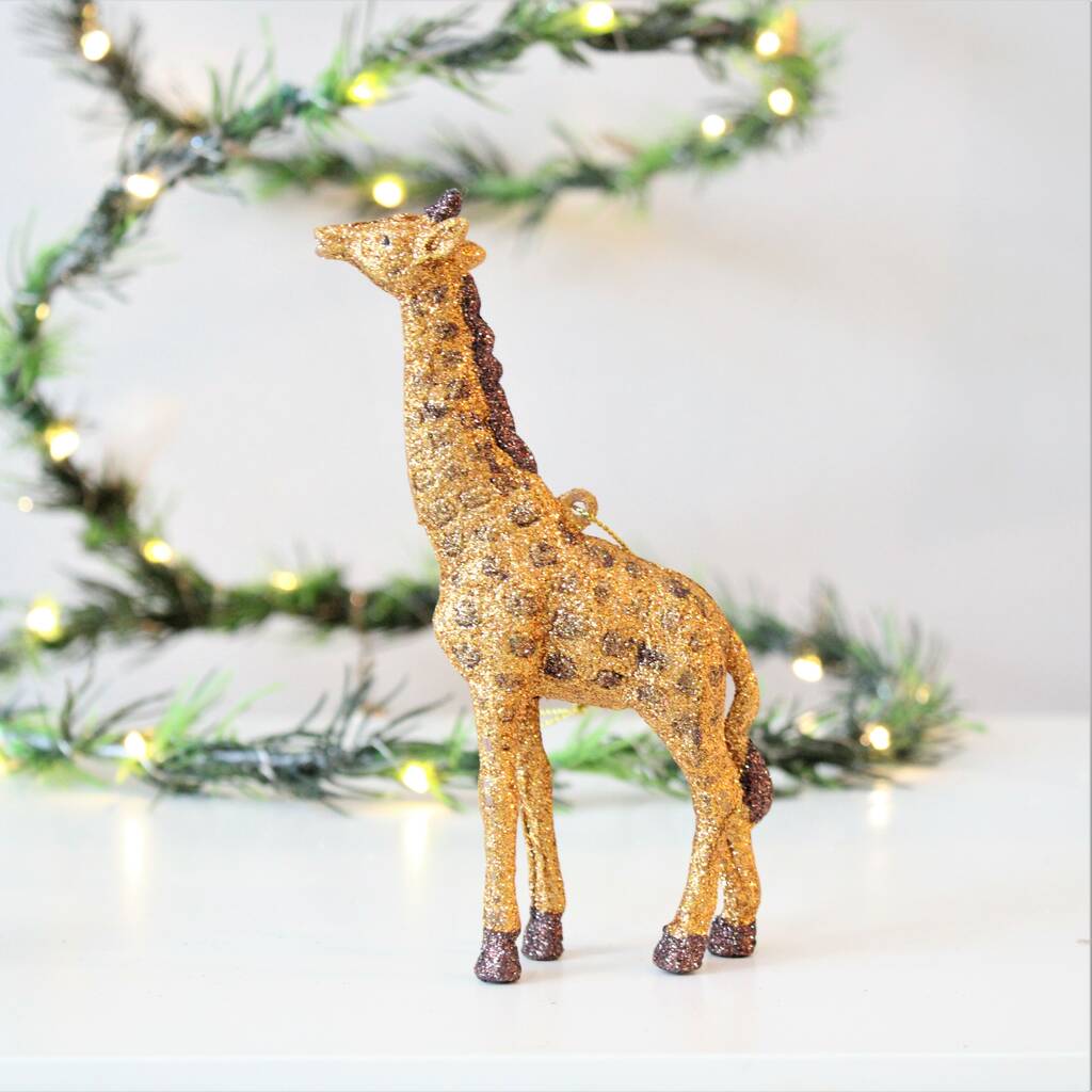 Gold Glitter Giraffe Christmas Decoration By Ella James