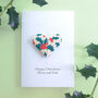 Personalised Origami Heart Holly Christmas Card, thumbnail 2 of 3