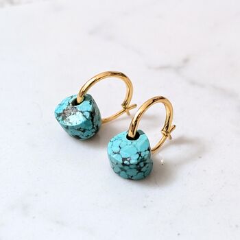 Turquoise Teardrop December Birthstone Earrings, 3 of 5