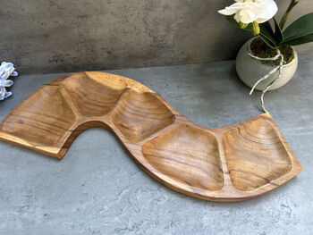 56cm Handcrafted Teak Wooden Snake Bowl – Serving Dish, 6 of 12