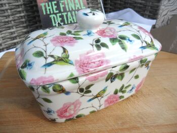 Lidded Butterdish In Exotic Bird Of Paradise Design, 6 of 12